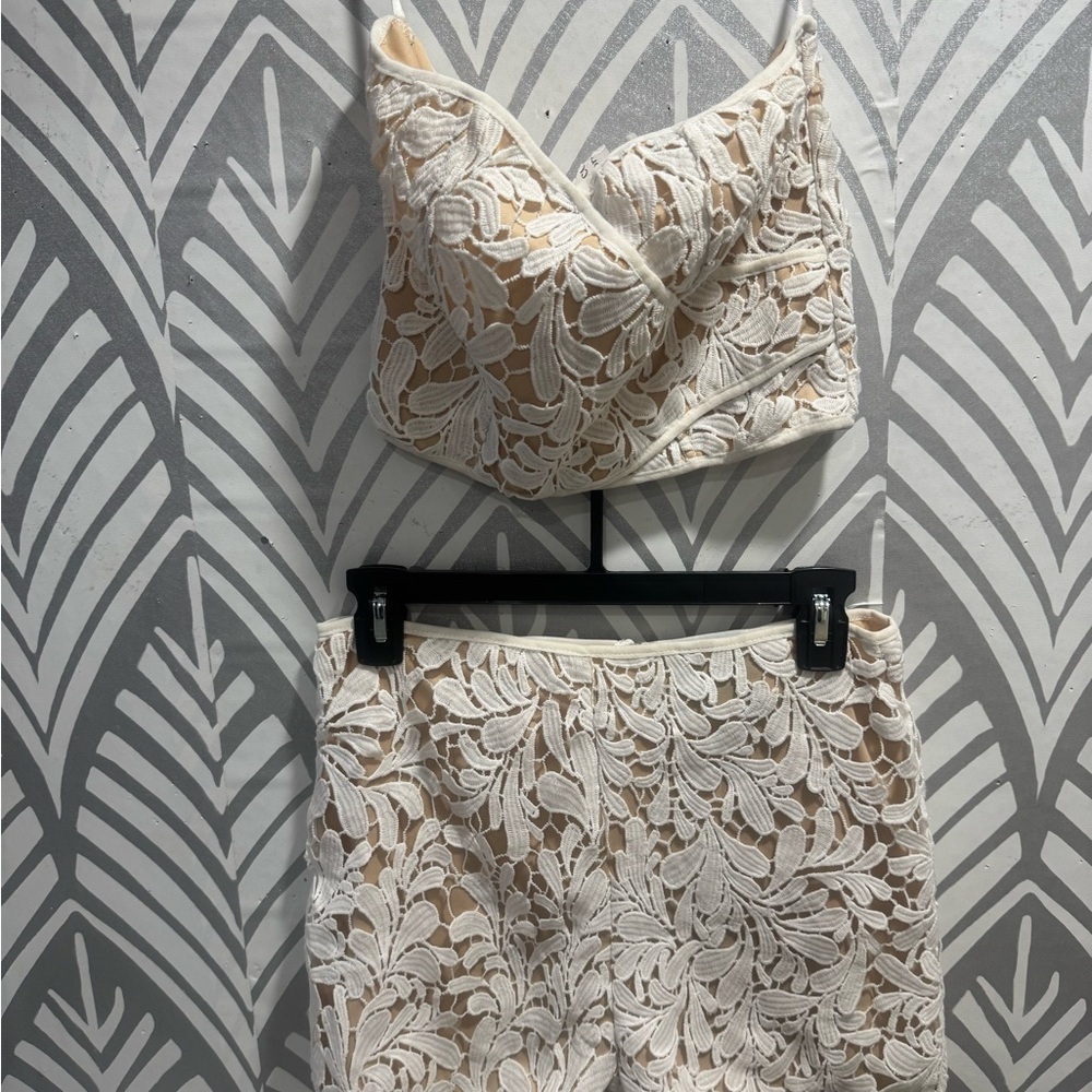 Windsor Cream Lace Crop Top and Shorts Set